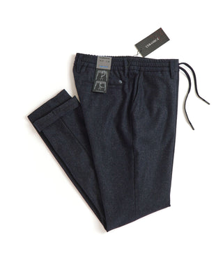 Alberto Navy 'House' Ceramica Flannel Wool Look Casual Pant