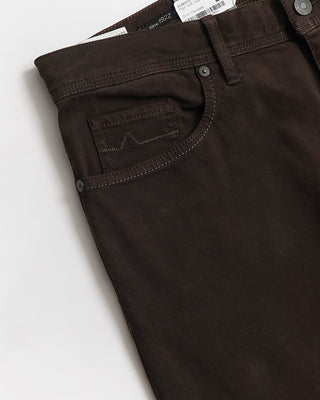 Alberto Chocolate Brown 'Pipe' Soft Twill 5-Pocket Pants