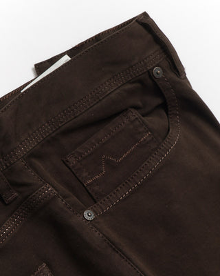 Alberto Chocolate Brown 'Pipe' Twill 5-Pocket Pants