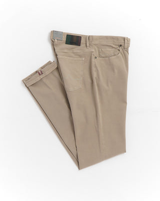 Alberto Khaki 'Pipe' Soft Twill 5-Pocket Pants