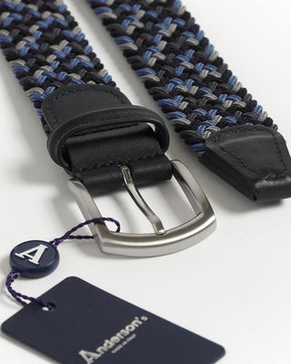 Multi Coloured Navy Blue Braided Stretch Cotton Belt