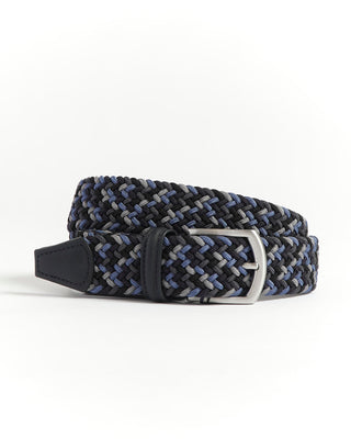 Multi Coloured Navy Blue Braided Stretch Cotton Belt