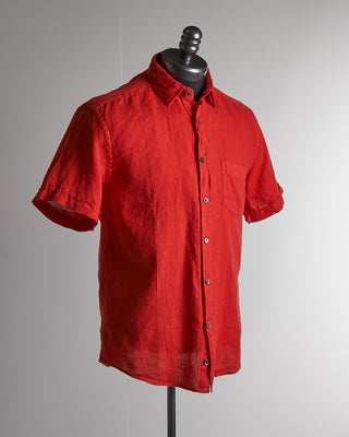 Benson Apparel Red Classic Linen Short Sleeve Shirt