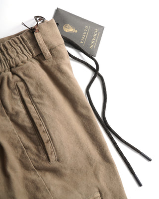 Berwich Tan Luxe Twill Cargo Pants Elasticized Waistband