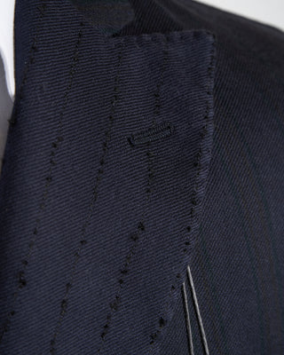 Flocked Stripe Peak Lapel Soft Sport Jacket / Navy