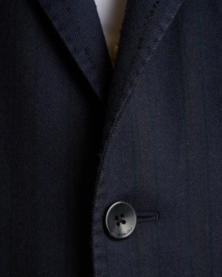 Flocked Stripe Peak Lapel Soft Sport Jacket / Navy