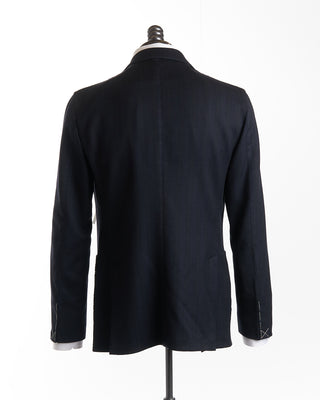 Flocked Stripe Peak Lapel Soft Sport Jacket / Navy