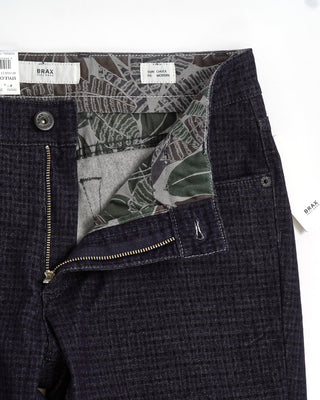 Brax 'Chuck' Navy Check Pattern 5 Pocket Pant