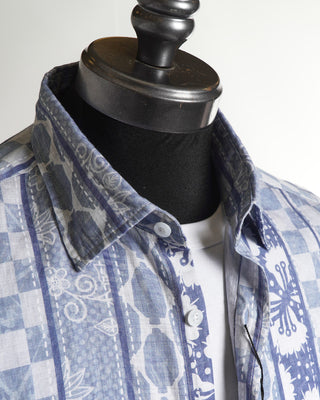 Benson 'Champlain' Blue Pattern Cotton & Tencel Shirt