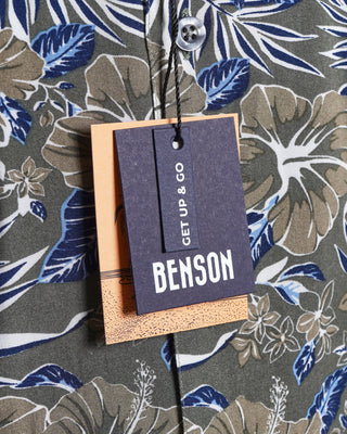 Benson 'Rosseau' Green Viscose Camp Collar Shirt 