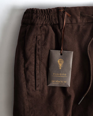 Berwich Chocolate Brown Luxe Twill Cargo Pants