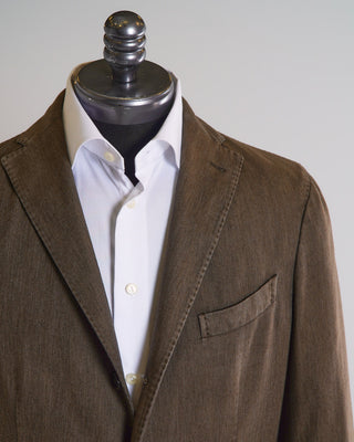 Boglioli Brown Herringbone Garment Dyed Soft Sport Jacket