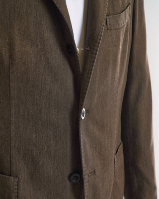 Boglioli Brown Herringbone Garment Dyed Soft Jacket
