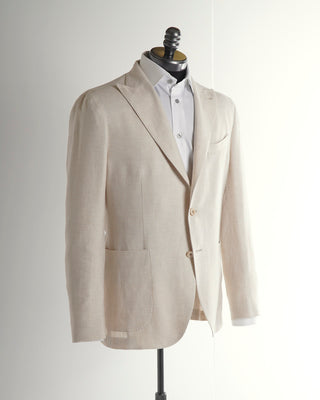 Boglioli Peak Lapel Pied-de-Poule Linen Lyocell Cream Sport Jacket