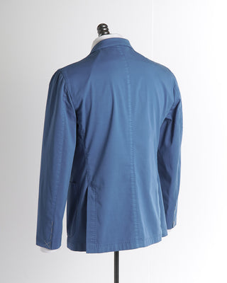 Boglioli Blue Plain Twill Garment Dyed Cotton Stretch Sport Jacket 