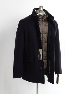 Bugatti Tech Navy Wool Overcoat