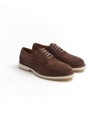 Camerlengo Chocolate Brown Suede Casual Derby Shoes