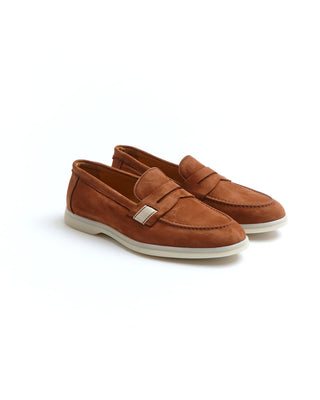 Camerlengo Copper Morbidone Nubuck Leather Loafers with rubber sole