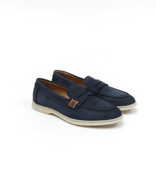 Camerlengo Navy Blue Morbidone Leather Loafers