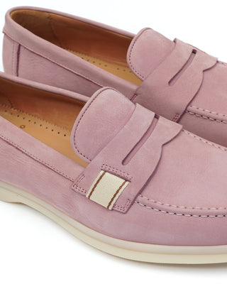 Camerlengo Pink Morbidone Nubuck Leather Loafers with Comfort Flex Rubber Sole