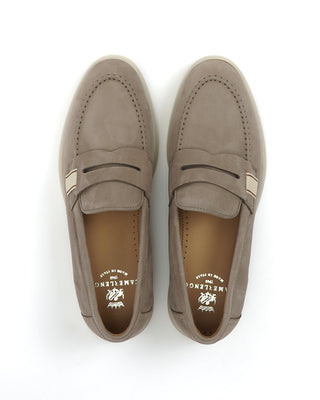 Camerlengo Taupe Morbidone Nubuck Leather Loafers with Rubber Sole