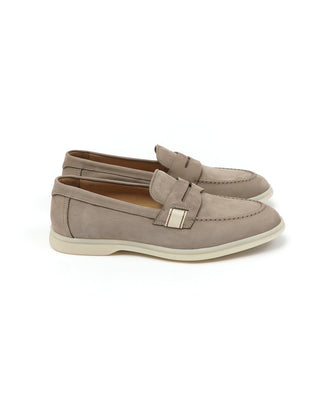 Camerlengo Taupe Nubuck Leather Loafers with Comfort Flex Rubber Sole