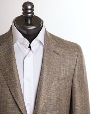 Canali Taupe Brown Hopsack 'Kei' Sport Jacket