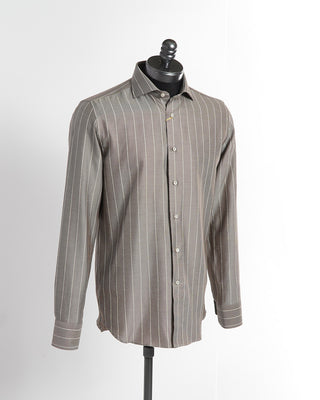 Canali Taupe Twill Stripe Modern Fit Shirt
