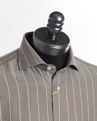 Canali Taupe Twill Stripe Shirt