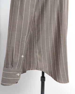 Canali Taupe Twill Stripe Modern Fit Shirt