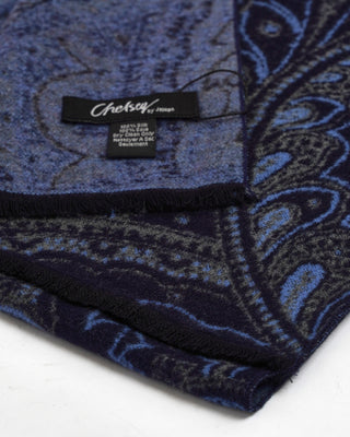 Chelsey Brushed Silk Blue Navy Paisley Scarf