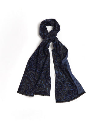 Chelsey Brushed Silk Blue Navy Paisley Scarf