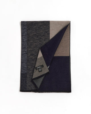 Chelsey Brushed Silk Colour Block Grey Navy Scarf