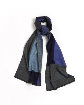 Chelsey Brushed Silk Blue Navy Colour Block Scarf