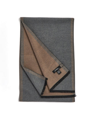 Chelsey Grey Taupe Brushed Silk W Border Scarf