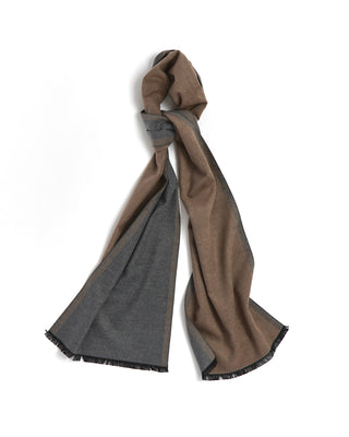 Chelsey Grey Taupe Brushed Silk W Border Scarf