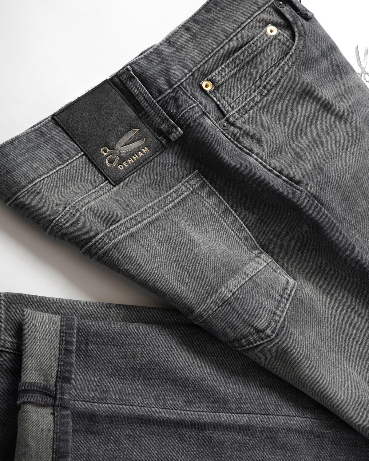 Denham Grey 'Razor' Black Label Golden Rivet Slim Jeans – Blazer