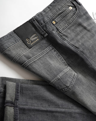 Denham Grey Denim 'Razor' Black Label Golden Rivet Slim Jeans