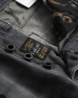 Denham Grey 'Razor' Black Label Golden Rivet Slim Jeans