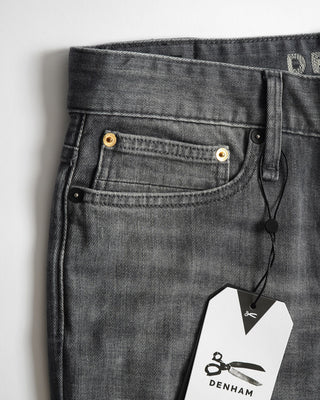 Denham Grey 'Razor' Black Label Golden Rivet Slim Jeans