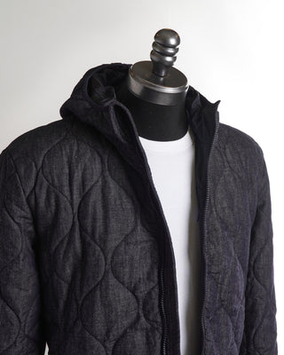 Denham x Aspesi Limited Edition Navy Patterned Liner Hooded Jacket
