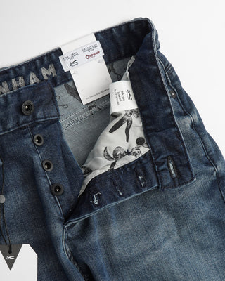 Denham 'Razor' Cotton Dark Blue Washed Jeans