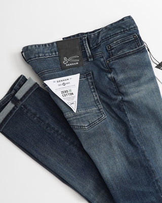 Denham 'Razor' Free Move Zero Cotton Dark Blue Washed Denim Jeans