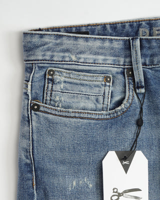Denham 'Razor' Indigo Light Blue Denim Authentic Repair Jeans