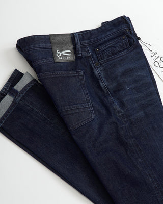 Denham 'Razor' Made in Italy Indigo Blue Denim Worn Jeans