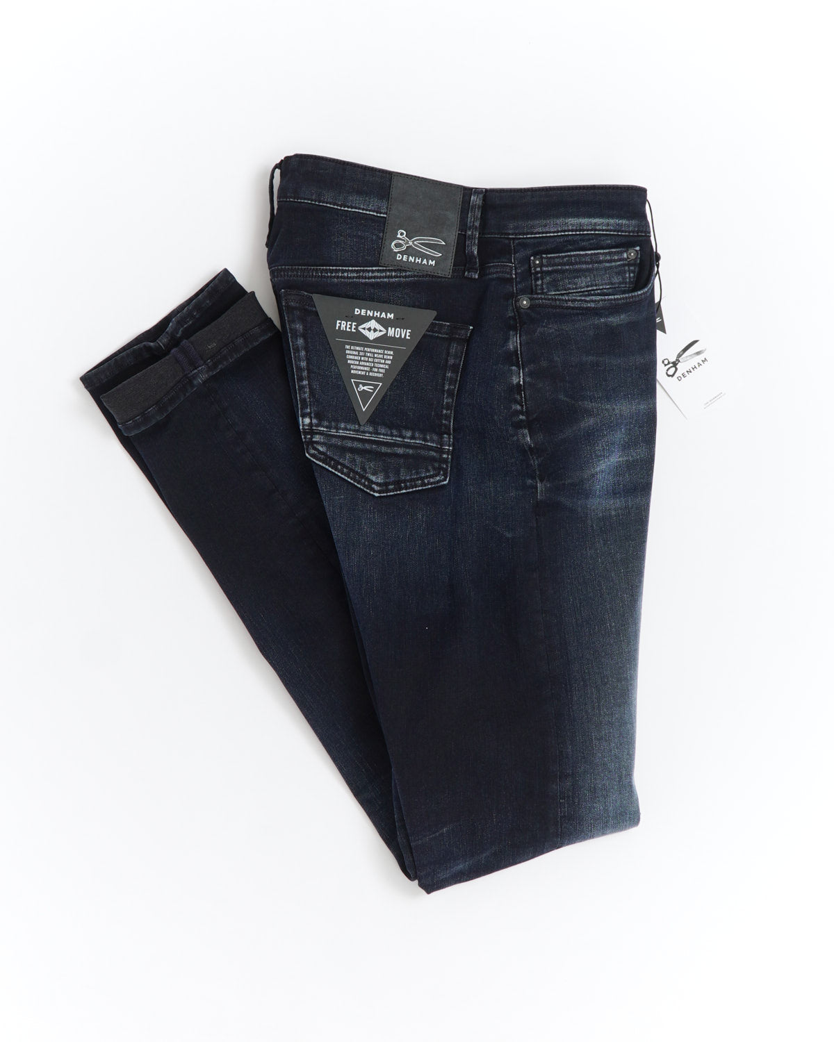 Denham 'Taper' Free Move Blue Black Dirty Worn - blazerformen.com