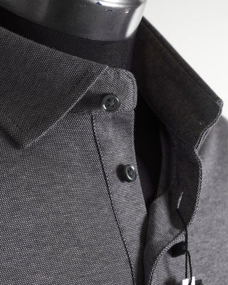 Desoto Grey Pique Cotton Long Sleeve Polo