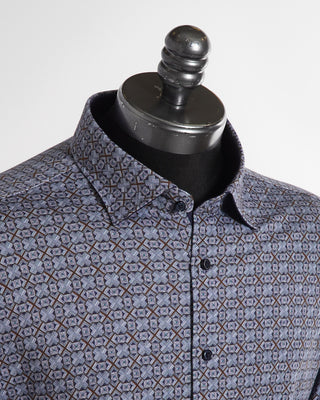 Desoto Square Diamond Print Jersey Shirt  Collar