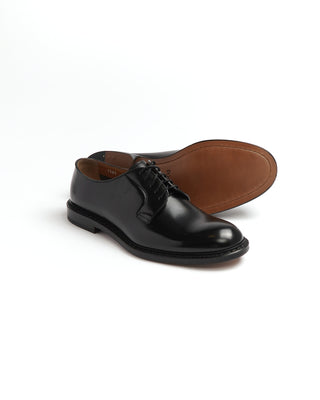 Doucal's Black Horse Leather Deep Burnish Derby Shoe