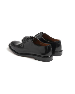 Doucal's Black Polished Leather Deep Burnish Derby Shoe
